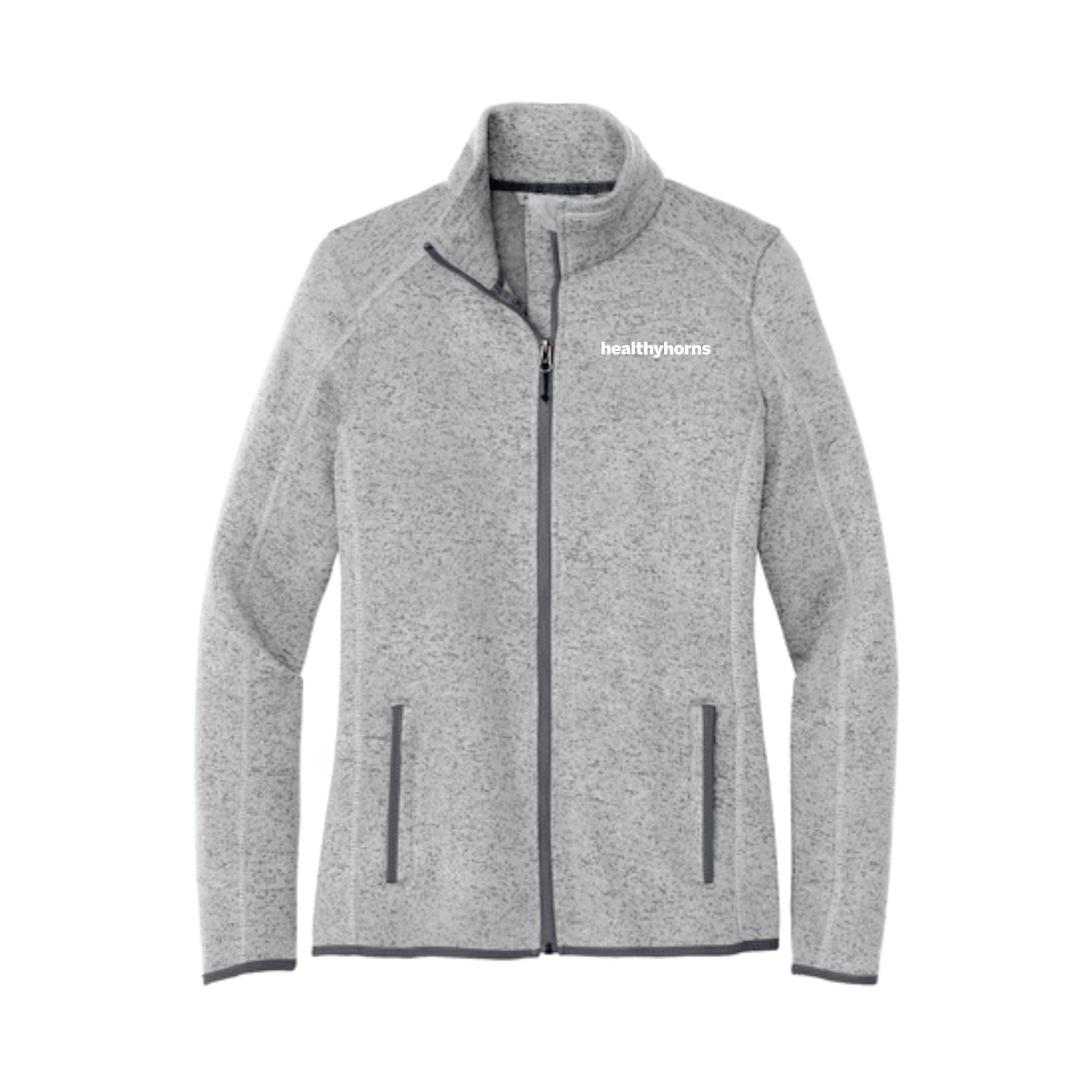 Healthy Horns Port Authority Ladies Grey Heather Sweater Fleece Jacket