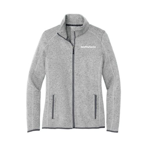 Healthy Horns Port Authority Ladies Grey Heather Sweater Fleece Jacket