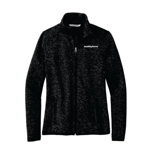 Healthy Horns Port Authority Ladies Black Heather Sweater Fleece Jacket