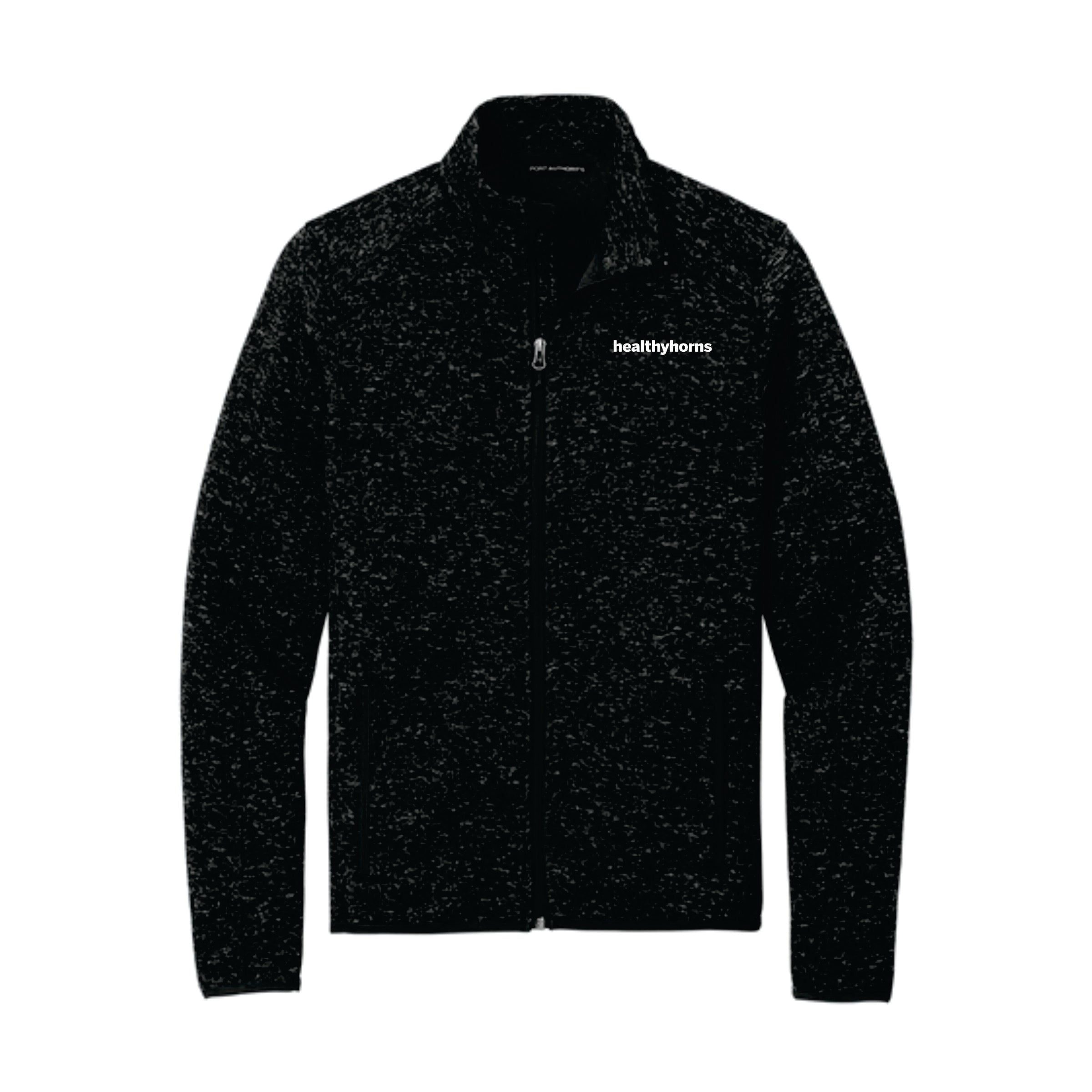 Healthy Horns Port Authority Unisex Black Heather Sweater Fleece Jacket