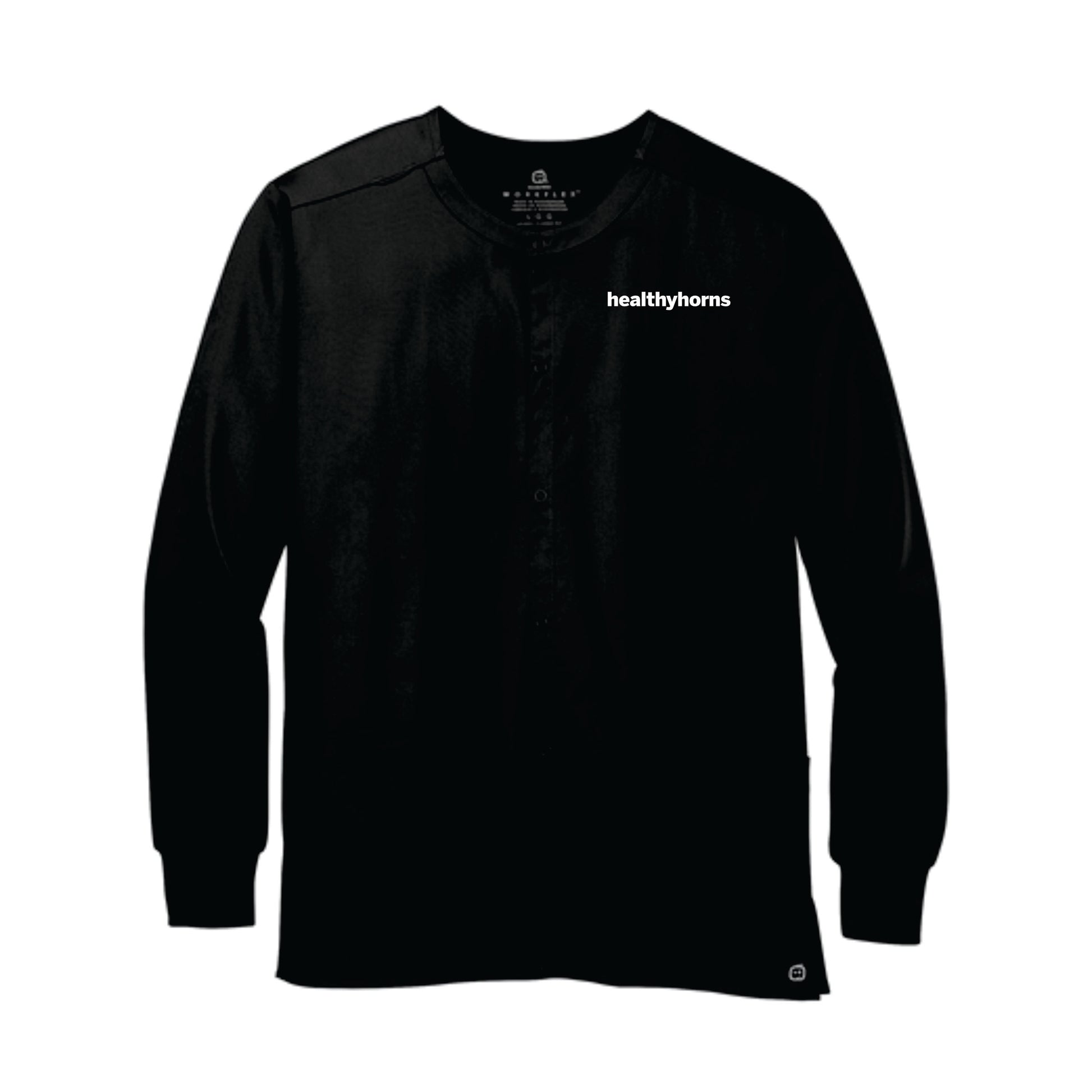 Healthy Horns Wink Unisex WorkFlex Snap Front Black Scrub Jacket