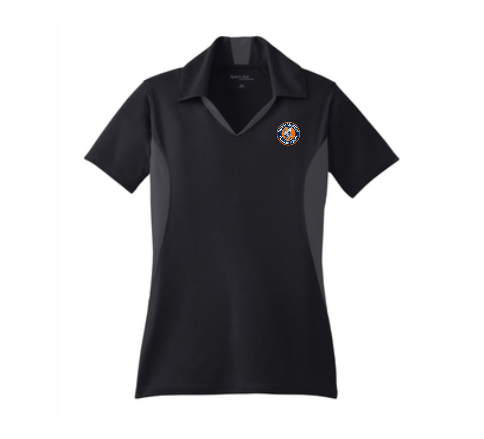 Sport-Tek Ladies Black w/ Iron Grey Sleeves Micropique Wicking Polo