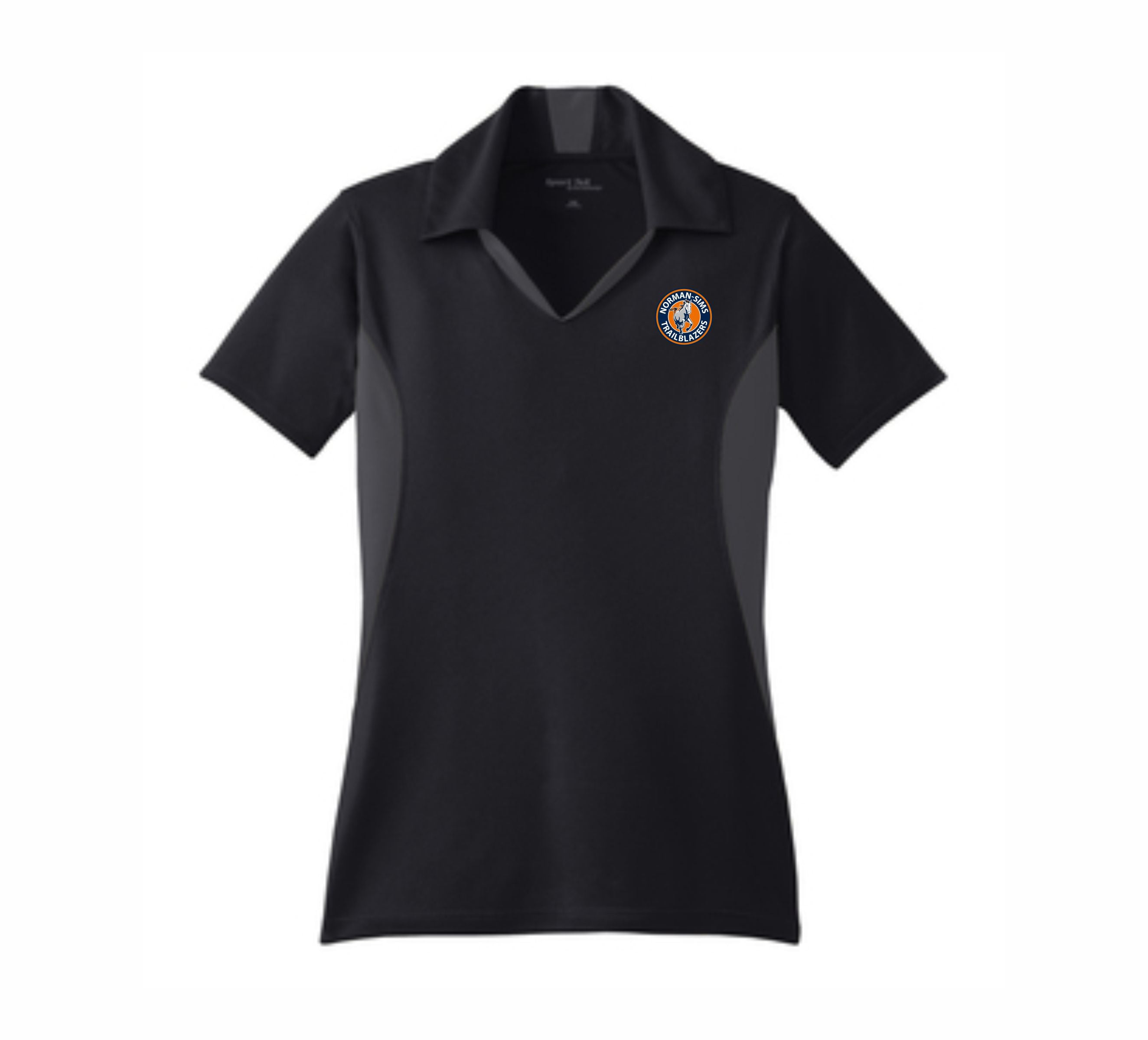 Sport-Tek Ladies Black w/ Iron Grey Sleeves Micropique Wicking Polo
