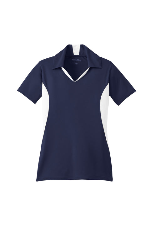 Sport-Tek Ladies Navy w/ White Sleeves Micropique Wicking Polo